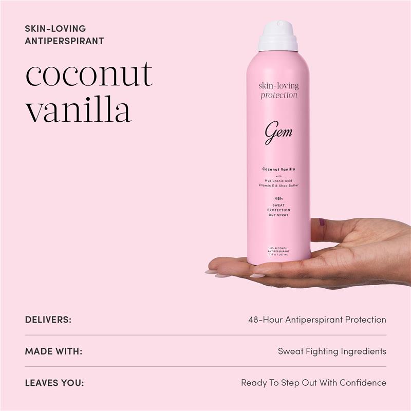 Gem Skin-Loving Antiperspirant Deodorant Aerosol Coconut Vanilla 207ml