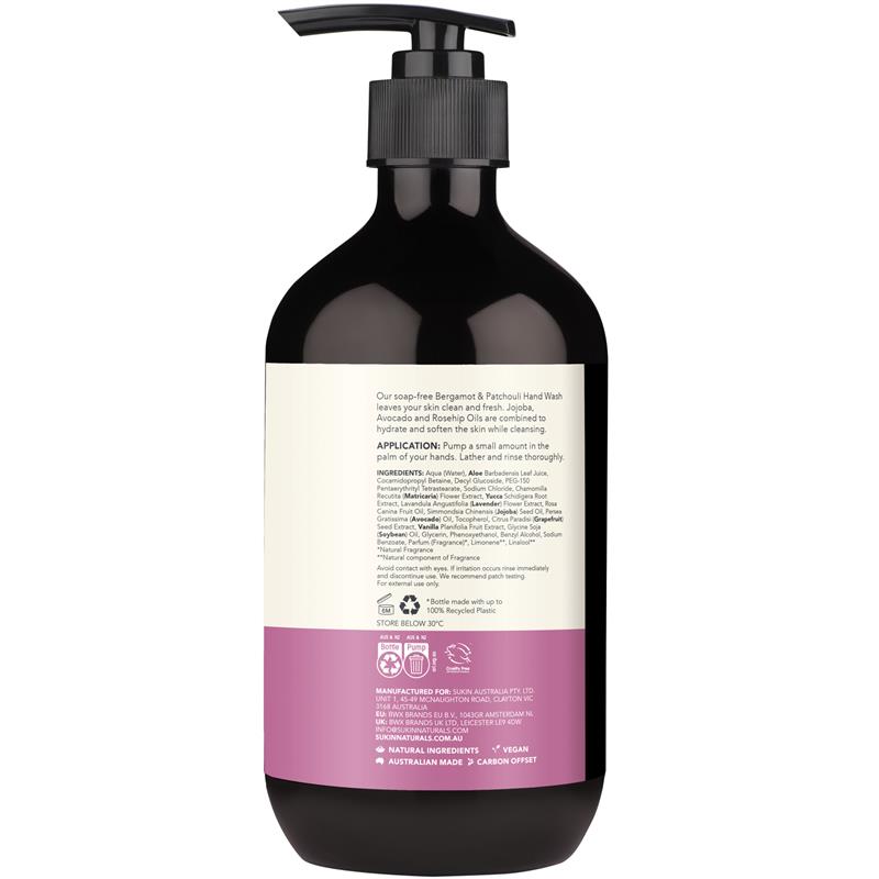 Sukin Cleansing Hand Wash Bergamot & Patchouli 500ml