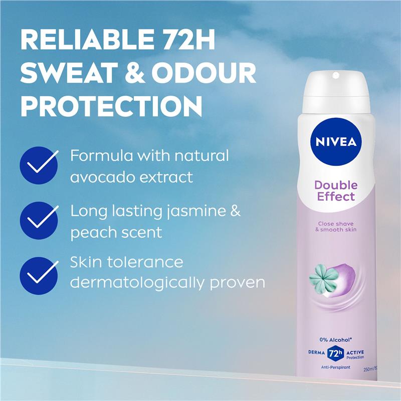 NIVEA Double Effect Aerosol Deodorant 72H Protection 250ml