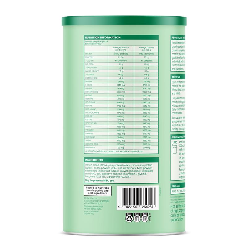 Bondi Protein Co. Plant Protein Double Chocolate 800g