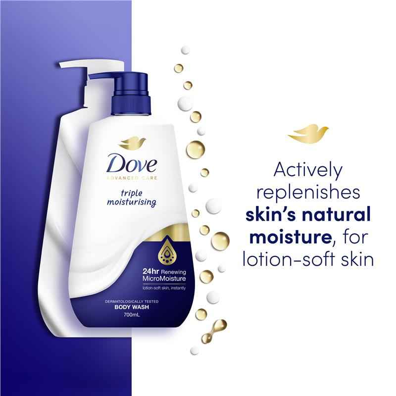 Dove Advanced Care Body Wash Triple Moisturising 700ml