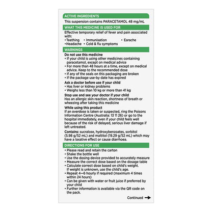 Panadol Children 5-12 Years Suspension Fever & Pain Relief Strawberry Flavour 200ml