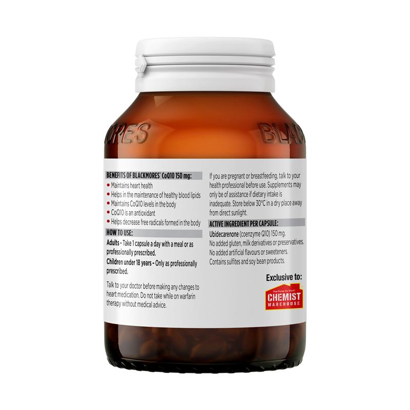 Blackmores CoQ10 150mg High Potency 125 Capsules Exclusive Size - GimmeNow