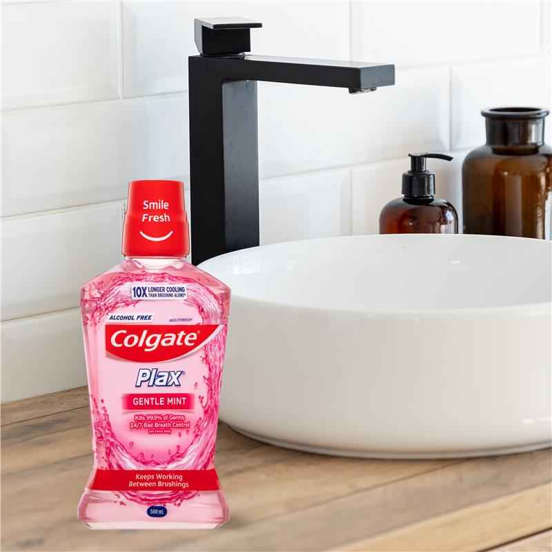 Colgate Plax Alcohol Free Antibacterial Mouthwash Gentle Mint 500mL