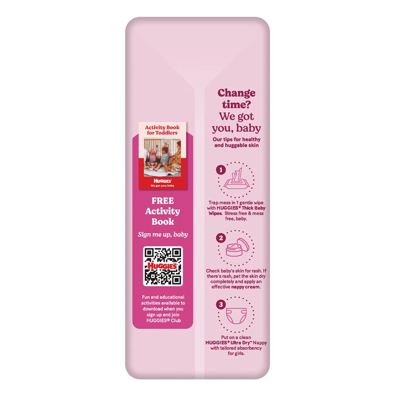 Huggies Ultra Dry Nappies Girls Size 5 (13-18kg) 32 Pack