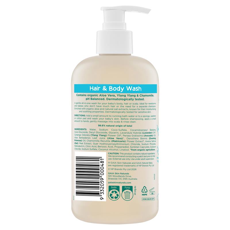 Gaia Natural Baby Hair & Body Wash 500ml