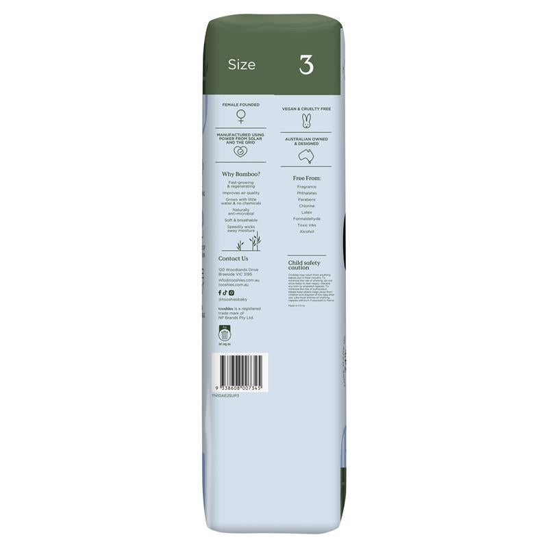 Tooshies Eco Nappies with Organic Bamboo Size 3 Crawler 6-11kg, 44 Pack