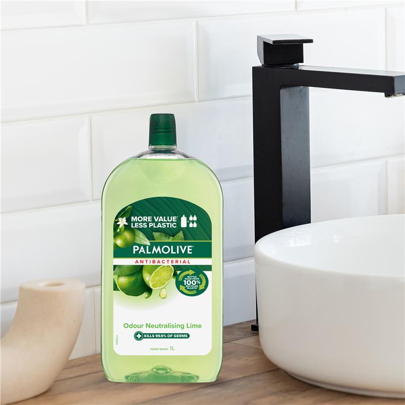 Palmolive Antibacterial Liquid Hand Wash Soap Lime Odour Neutralising Refill & Save 1 Litre