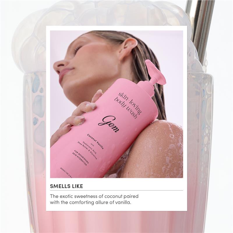 Gem Skin-Loving Coconut Vanilla Body Wash 500ml Exclusive Size