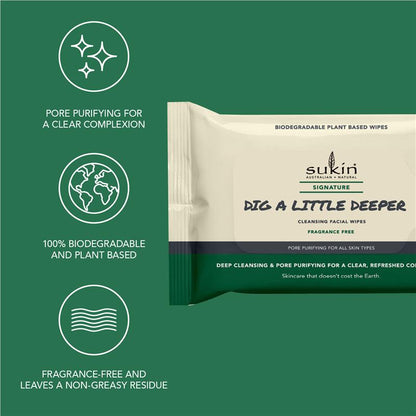 Sukin Signature Dig A Little Deeper Pore Purifying Wipes 25 Pack