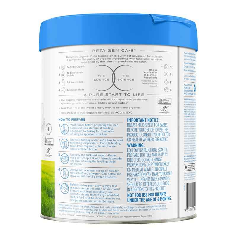 Bellamy's Beta Genica-8 Step 2 Follow-On Formula 800g