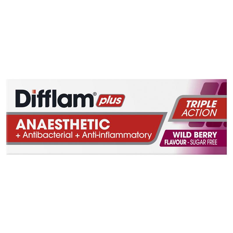Difflam Plus Anaesthetic Sugar Free Wild Berry 16 Lozenges