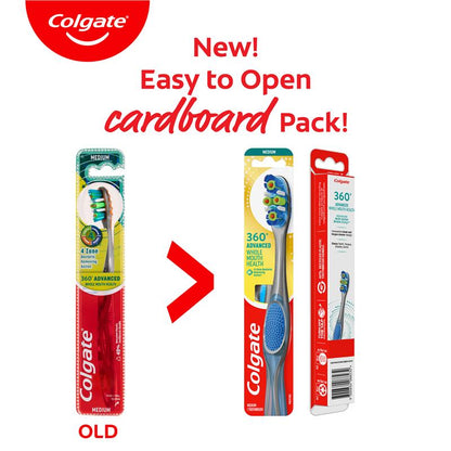 Colgate Toothbrush 360 Advanced Whole Mouth Health Medium