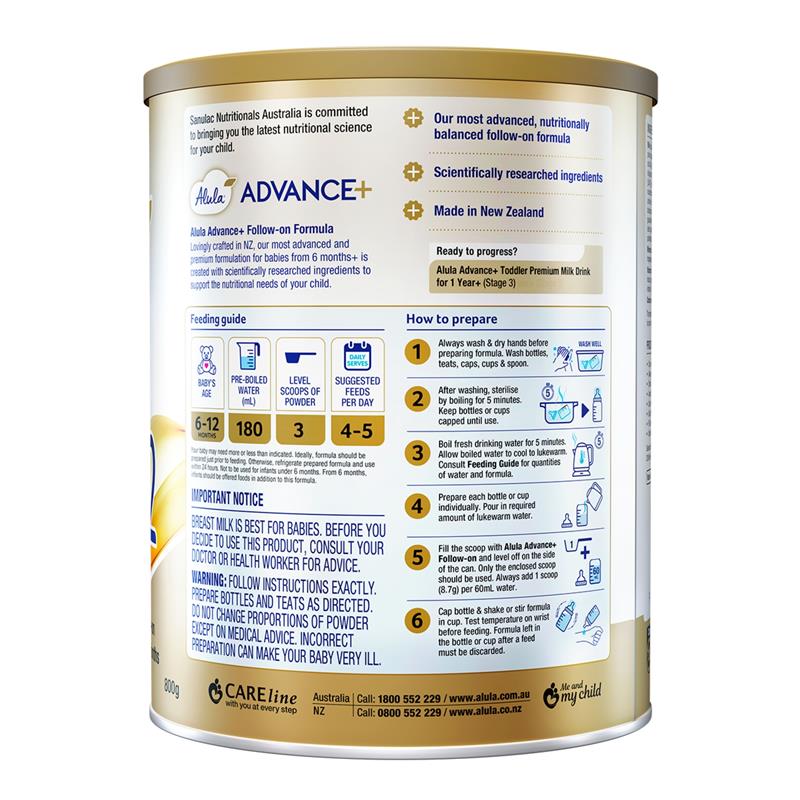 Alula Advance+ Stage 2 Follow On Formula 6-12 Months 800g