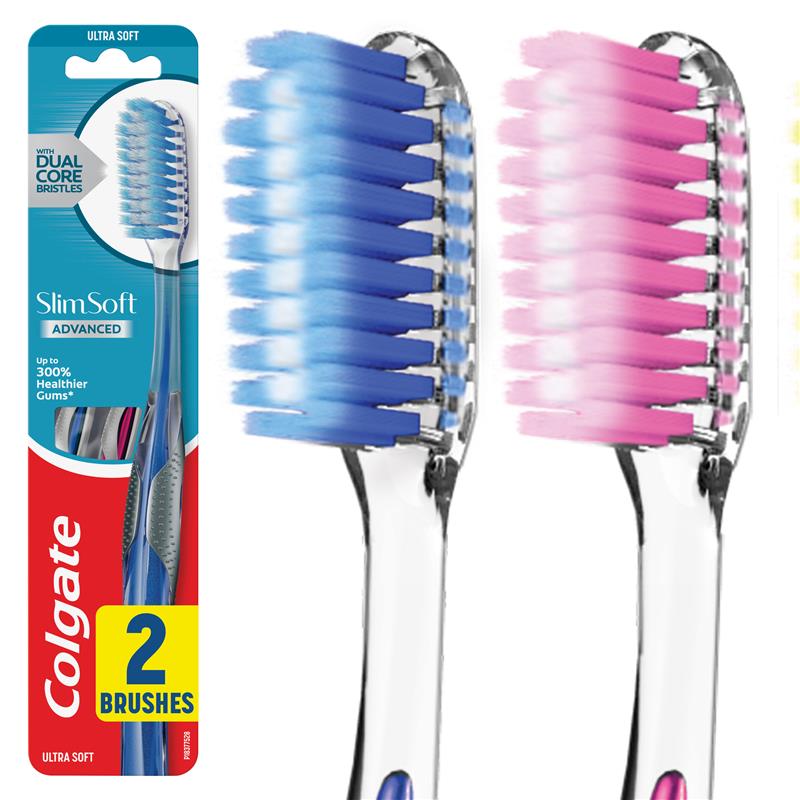 Colgate Toothbrush Slim Soft Advanced Ultra Soft 2 Pack