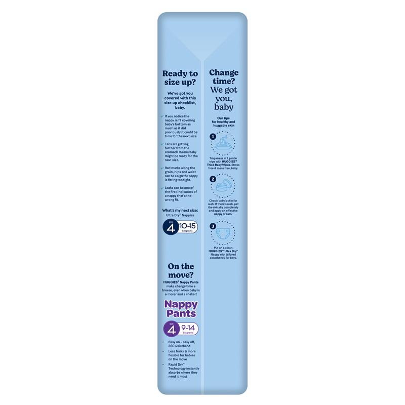 Huggies Ultra Dry Nappies Size 3 Boy 6-11kg Bulk 44 Pack