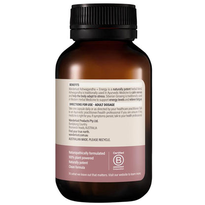 Wanderlust Ashwagandha + Energy 60 Capsules