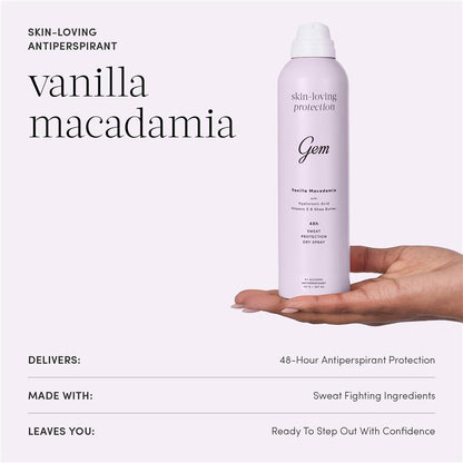 Gem Skin-Loving Antiperspirant Deodorant Aerosol Vanilla Macadamia 207ml