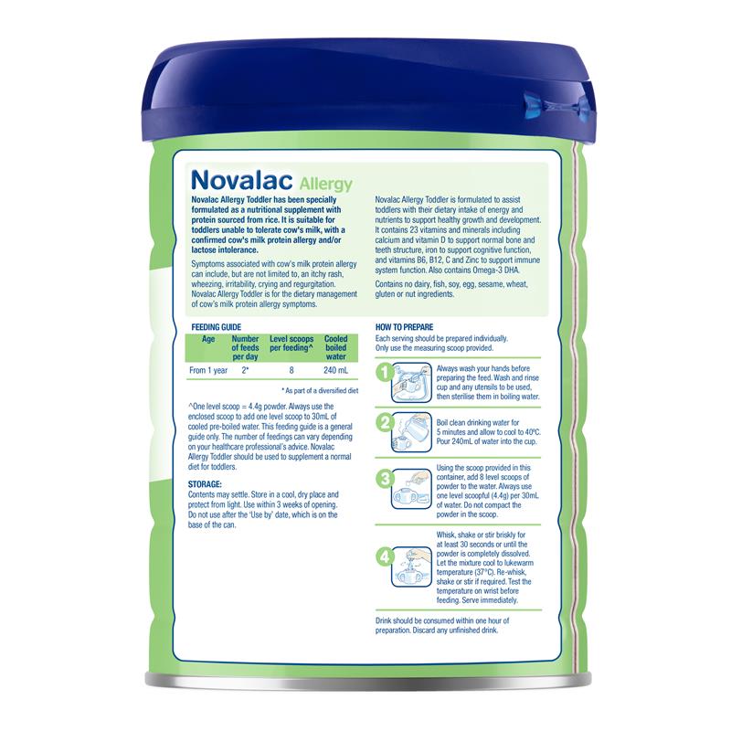 Novalac Allergy Rice Based Toddler Drink 12 Months + 800g