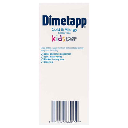 Dimetapp Cold and Allergy Colour Free 200mL