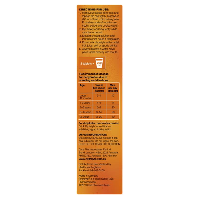Hydralyte Electrolyte Effervescent Orange 20 Tablets - GimmeNow