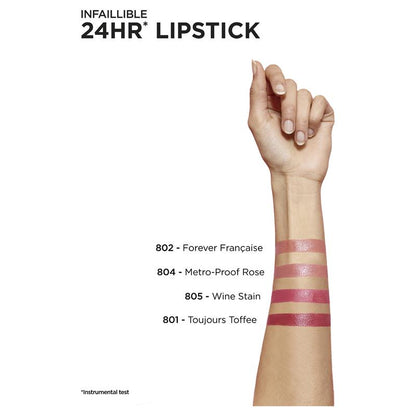 L'Oreal Paris Infallible Lipstick 804 Metro Proof Ros Nu Nudes Collection