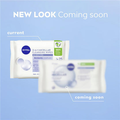 NIVEA 3in1 Micellar Cleansing All Skin Types Wipes 25 Pack