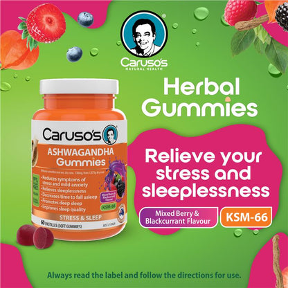 Carusos Gummies Ashwagandha 60 Pastilles