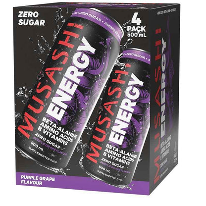 Musashi Purple Grape Energy Drinks 500ml x 4 Pack