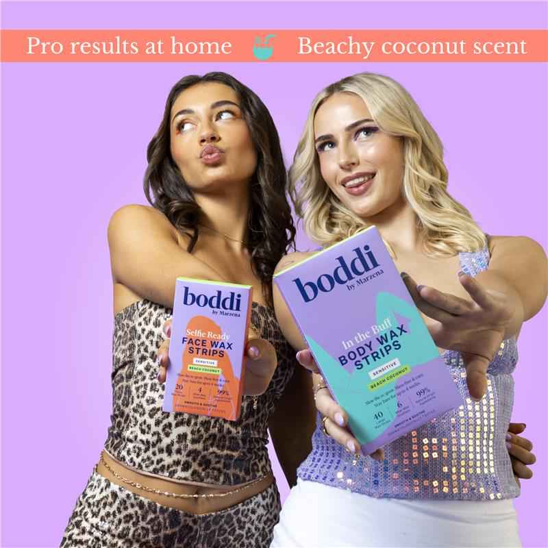 Boddi By Marzena Selfie Ready Face Wax Strips Sensitive Beach Coconut 20 Pack