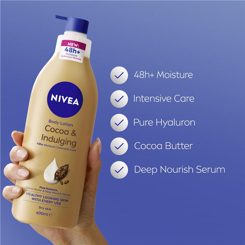 NIVEA Cocoa & Indulging Body Lotion Moisturiser 48H Hydration 400ml - GimmeNow