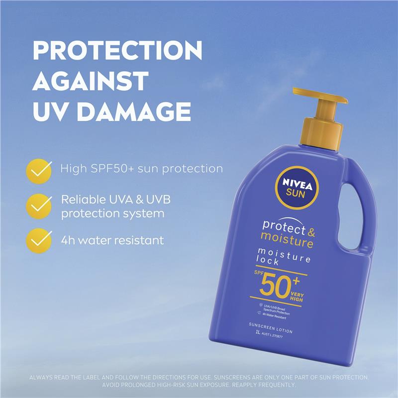 NIVEA Sun Protect & Moisture SPF50+ Sunscreen Lotion Pump 1L