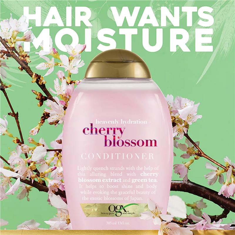 Ogx Heavenly Hydration + Shine Cherry Blossom Conditioner For Thin And Fine Hair 385mL