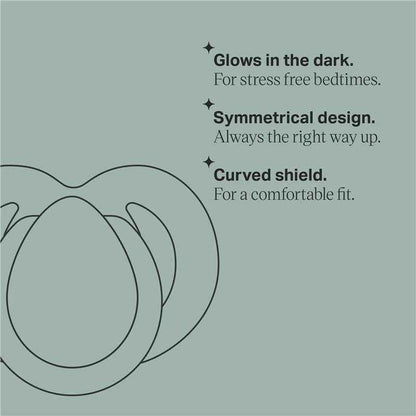 Tommee Tippee Night Time Soothers, Symmetrical Orthodontic Design, BPA-Free Silicone Baglet, Includes Steriliser Box, 18-36M, Pack of 2 Dummies