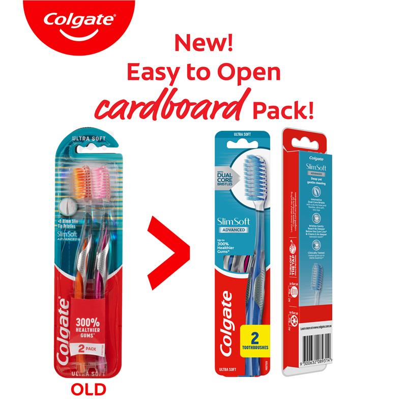 Colgate Toothbrush Slim Soft Advanced Ultra Soft 2 Pack