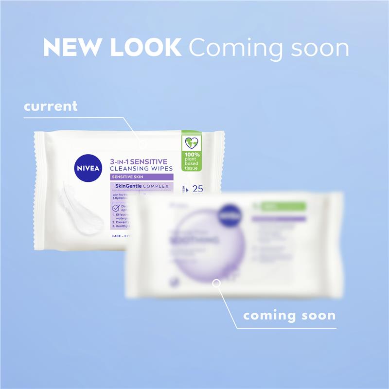 NIVEA 3in1 Sensitive Cleansing Wipes 25 Pack