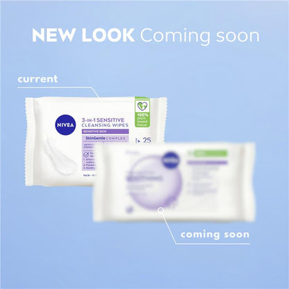 NIVEA 3in1 Sensitive Cleansing Wipes 25 Pack