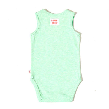 Bambi Mini Co. Supersinglet Bodysuit Boys Green Croc and Triangles 2 pack 3-6