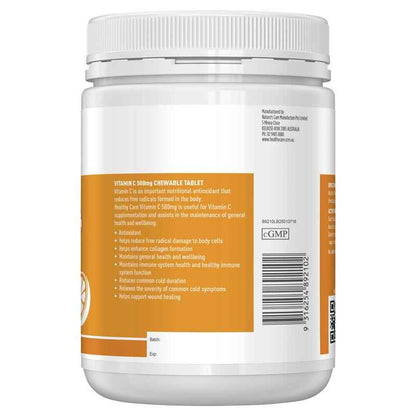 Healthy Care Vitamin C 500mg Chewable 500 Tablets