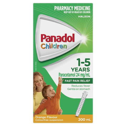 Panadol Children 1-5 Years Suspension Fever & Pain Relief Orange Flavour 200ml