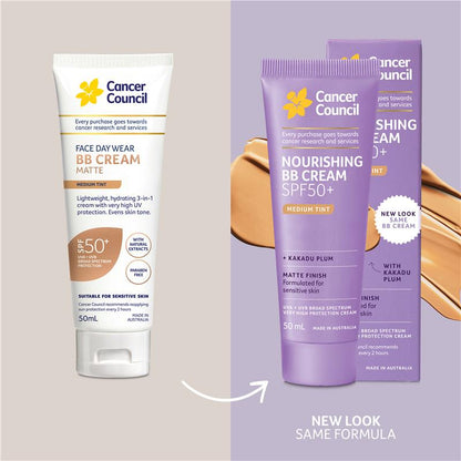 Cancer Council SPF 50+ Face Day Wear BB Cream Matte Medium Tint 50ml - GimmeNow