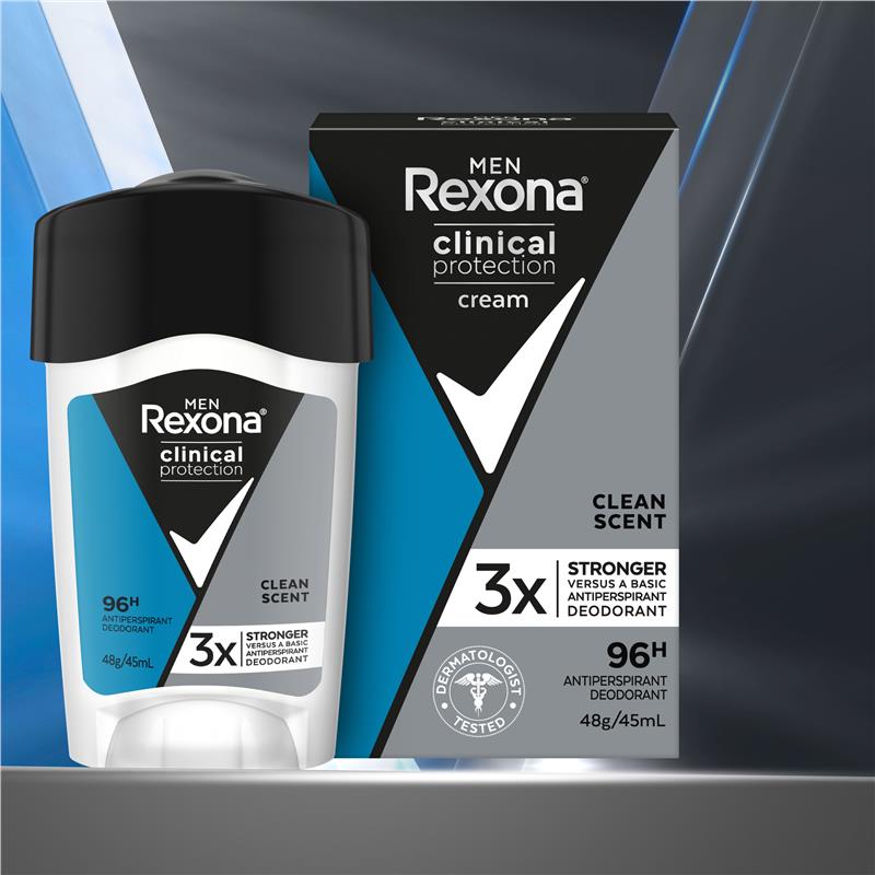 Rexona Men Clinical Protection Antiperspirant Cream Stick Clean Scent 45ml