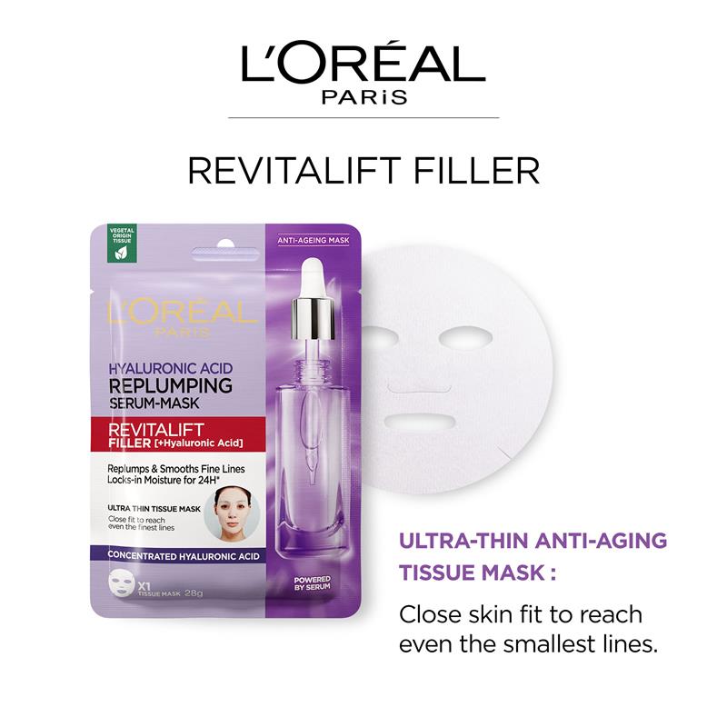 L'Oreal Paris Revitalift Filler Hyaluronic Acid Plumping Anti Wrinkle Sheet Mask - GimmeNow