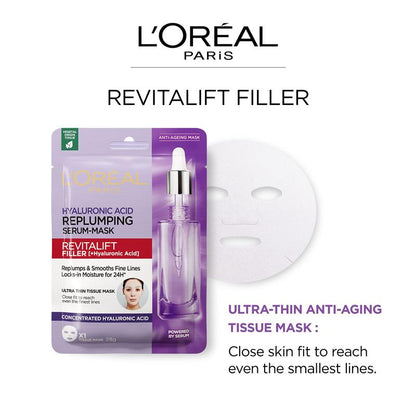 L'Oreal Paris Revitalift Filler Hyaluronic Acid Plumping Anti Wrinkle Sheet Mask - GimmeNow
