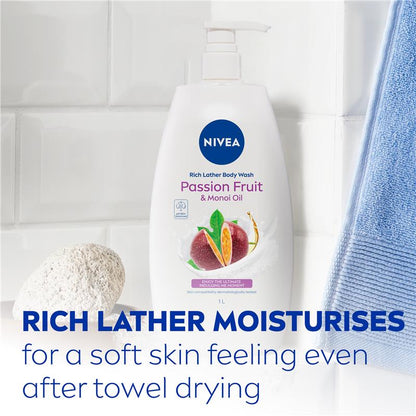 NIVEA Passionfruit & Monoi Oil Shower Gel Body Wash 1L