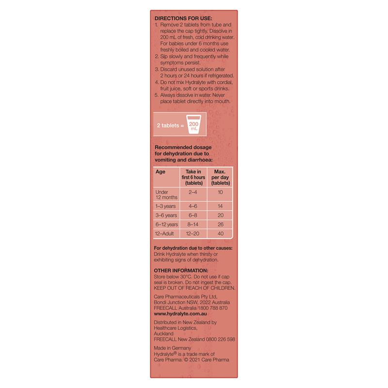 Hydralyte Electrolyte Effervescent Peach Crush 20 Tablets