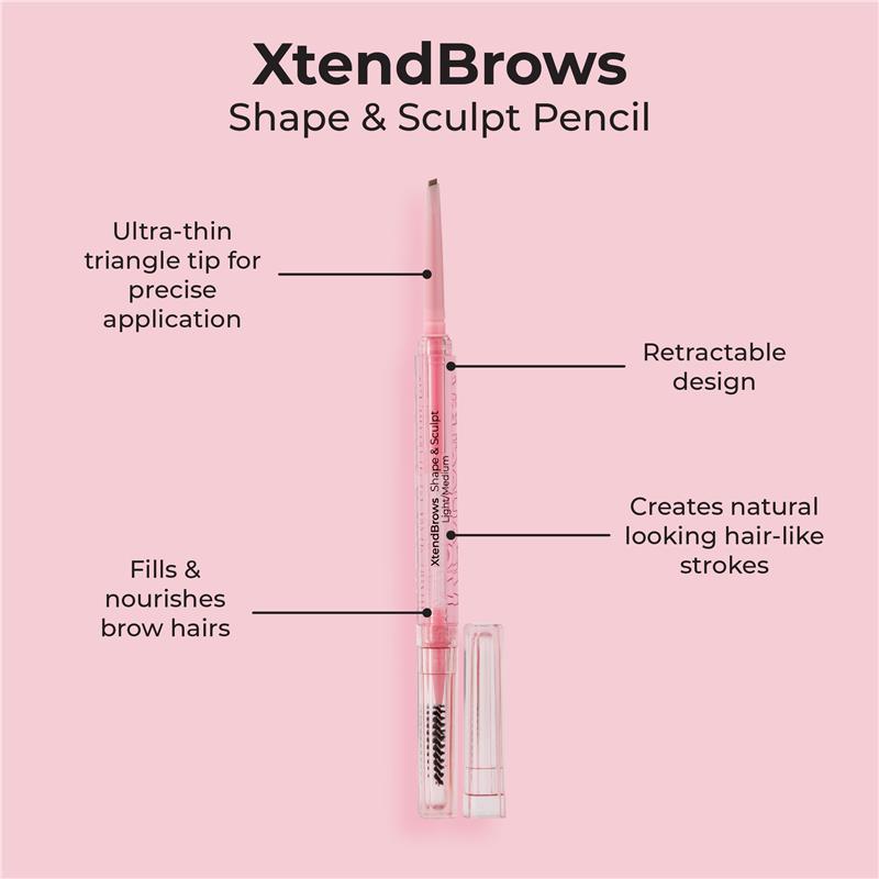 MCoBeauty XtendBrows Shape & Sculpt Pencil Medium/Dark