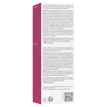 Bioderma Sensibio Soothing Defensive Rich Moisturiser for Dry, Sensitive Skin 40ml
