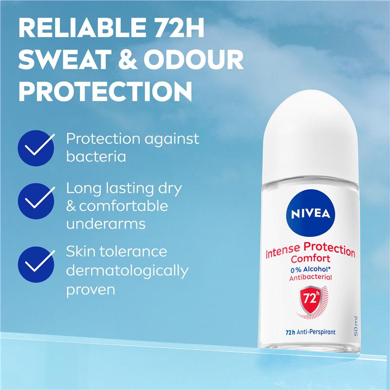 NIVEA Intense Protection Comfort Roll On Deodorant 72H Protection 50ml - GimmeNow