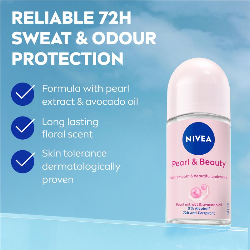 NIVEA Pearl & Beauty Roll On Deodorant 72H Protection 50ml